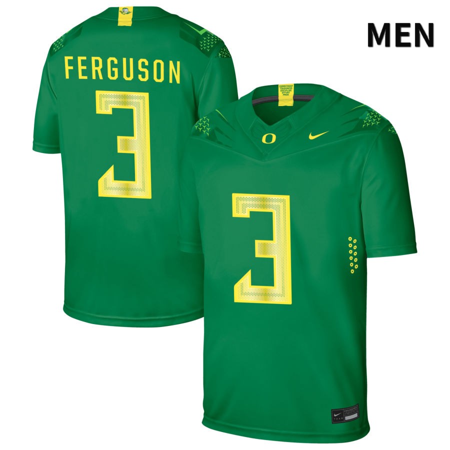 Oregon Ducks Men's #3 Terrance Ferguson Football College Authentic Green NIL 2022 Nike Jersey FOK17O1J